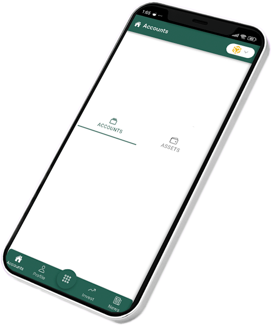 Pine Wallet accounts screen